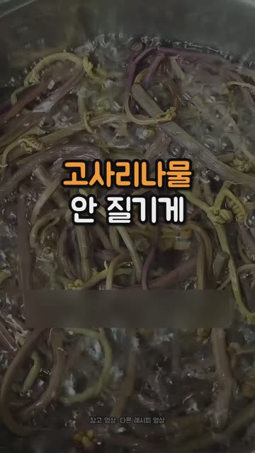 고사리 데칠 때 맹물 쓰면 질겨요 영상